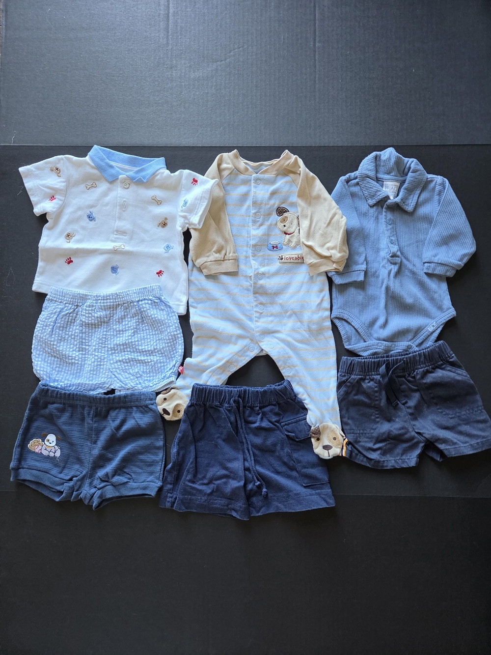 VTG Baby Boys Blue and Cream 7-Piece Matching Set, 3-6 Months